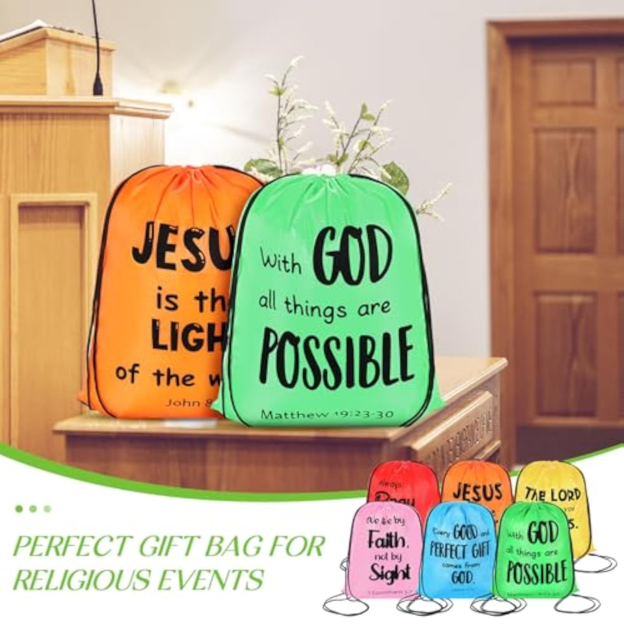 30 Pcs Christian Drawstring Backpack Bulk Gift Bags